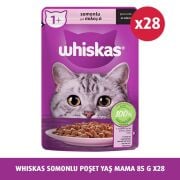 Whiskas Pouch Sos Içinde Somonlu Yetişkin Kedi Konservesi 85 gr x 28