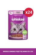 Whiskas Somon Balıklı Pouch Yaş Kedi Maması 85 gr x 24 Adet