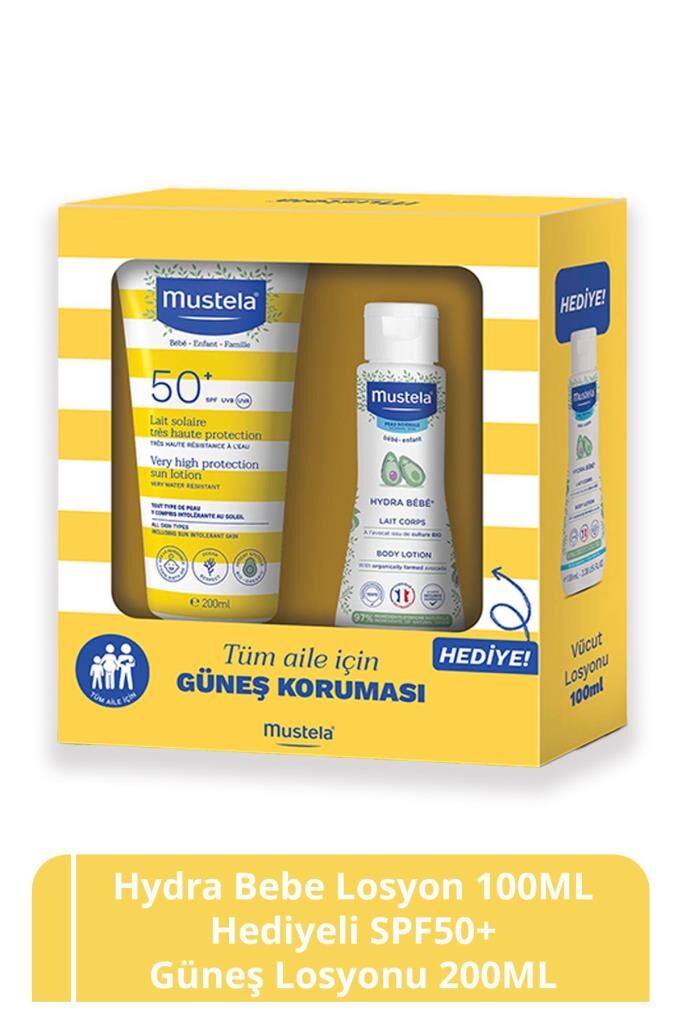 Mustela Very High Protection Güneş Kremi SPF50+ 200 ml + Hydra Bebe Losyon 100ml Hediyeli
