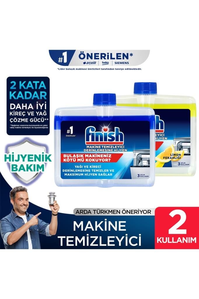 Finish Bulaşık Makinesi Temizleyici Koku Giderici Hijyenik Bakım Sıvısı 500 ml (250 ml x 2'li)