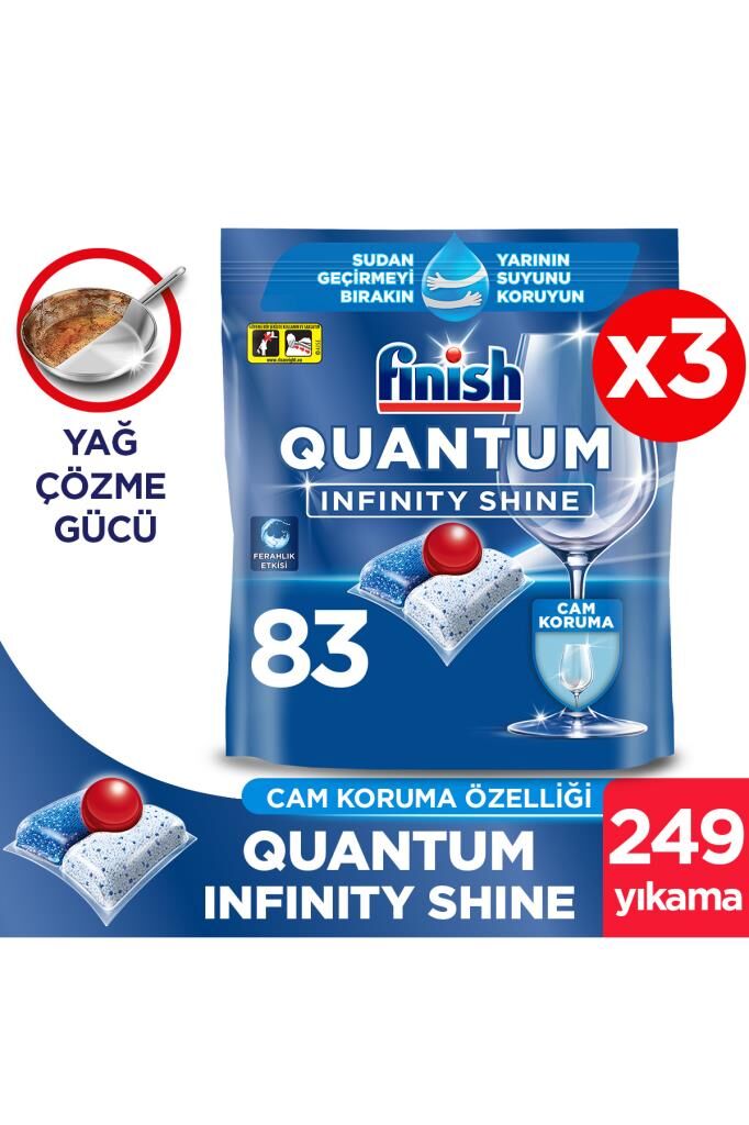 Finish Quantum Infinity Shine Bulaşık Makinesi Deterjanı Kapsül Tablet 249 Adet (83 Adet x 3)