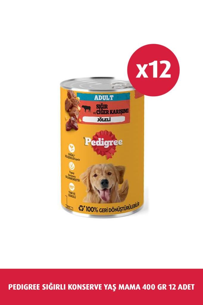 Pedigree Sığırlı Konserve Yaş Köpek Maması 400 G x12