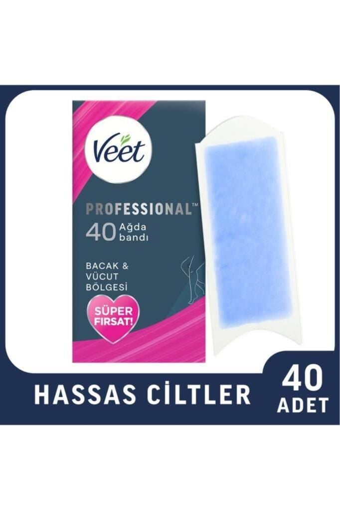 Veet Professional Ağda Bandı Hassas Ciltler İçin Bacak&Vücut Bölgesi Süper Fırsat 40’lı
