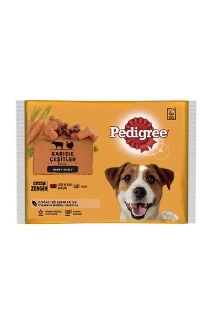 Pedigree Pouch Sığır Etli Kuzulu ve Hindili Yetişkin Köpek Konservesi 4x100 G