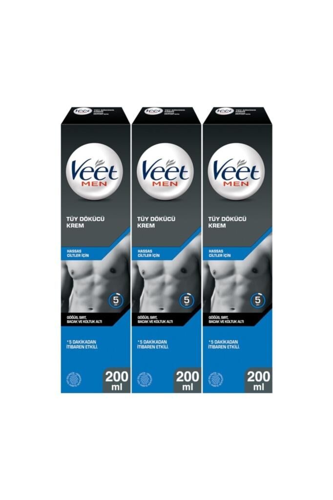 Veet Men Erkeklere Özel Tüy Dökücü Krem Hassas Ciltler 200 ml x3