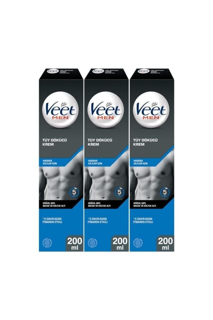 Veet Men Erkeklere Özel Tüy Dökücü Krem Hassas Ciltler 200 ml x3