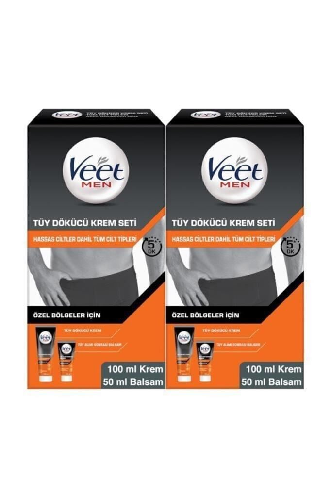 Veet Men Erkek Özel Bölgeler İçin Tüy Dökücü Krem Seti Tüm Cilt Tipleri İçin 100 + 50 ml x2
