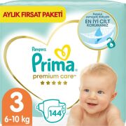 Prima Bebek Bezi Premium Care 3 Beden 144 Adet Aylık Fırsat Paketi