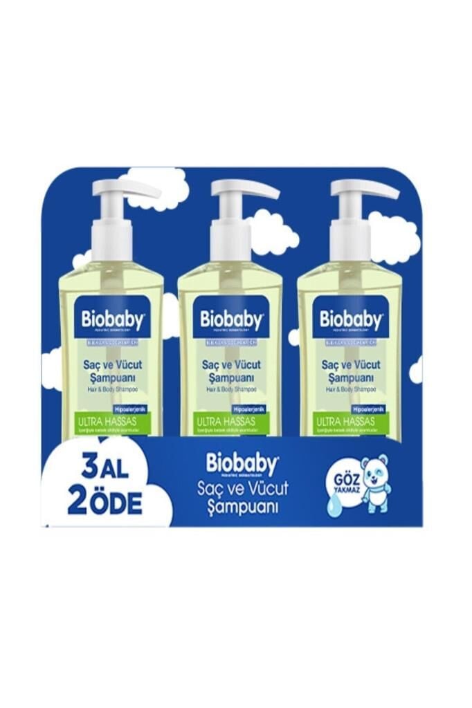 Biobaby Ultra Hassas Saç ve Vücut Bebek Şampuanı 500 ml 3 Al 2 Öde
