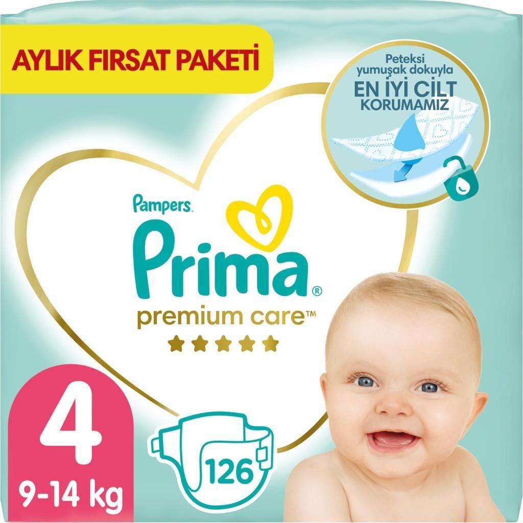 Prima Bebek Bezi Premium Care 4 Beden 126 Adet Aylık Fırsat Paketi
