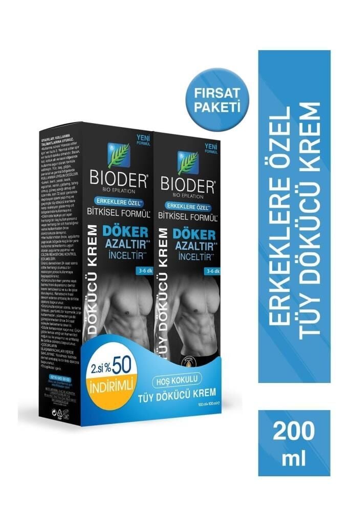 Bioder Erkeklere Özel Tüy Dökücü Krem 2x100 ml