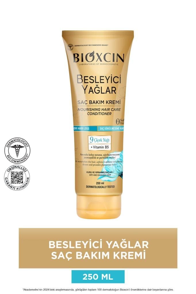 Bioxcin Besleyici Yağlar Bakım Saç Kremi 250 ML - Sülfatsız, Kuru ve Yıpranmış Saçlar Saç Dökülme Karşıtı
