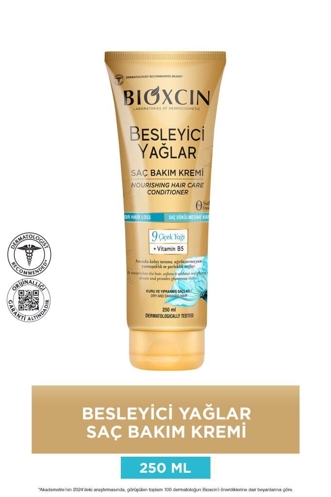 Bioxcin Besleyici Yağlar Bakım Saç Kremi 250 ML - Sülfatsız, Kuru ve Yıpranmış Saçlar Saç Dökülme Karşıtı