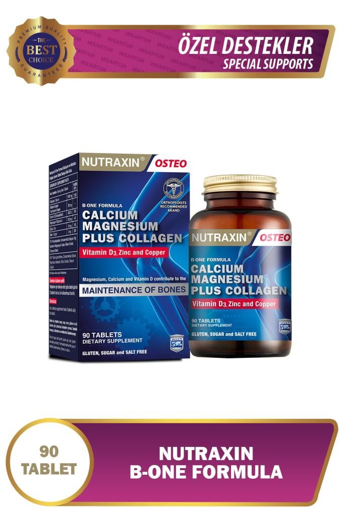 Nutraxin B-One Formula 90 Tablet Kalsiyum Magnezyum Hidrolize Kolajen D Vitamini Çinko Bakır