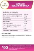 Nutraxin Keratin Formula Hair Nails Skin Takviye Edici Gıda 60 Tablet Saç ve Tırnak Vitamini