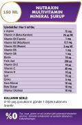 Nutraxin Multivitamin & Mineral Şurup 150 Ml - L-Arginin, Çinko, A,C,D,B Kompleks, Beta Glukan, Karamürver