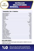 Nutraxin Multivitamin Mineral Immune Complex 60 Tbl - Magnezyum, C, D, Zinc, Demir, B12, Kolin, İyot