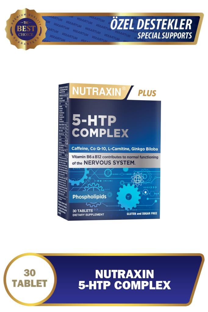 Nutraxin 5-Htp Complex 30 Tablet - Ginkgo Biloba Q10 Caffeine L Carnitin Magnezyum B12 B6