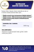 Nutraxin Biotin 5000 Mcg 30 Tablet Saç ve Tırnak Vitamini