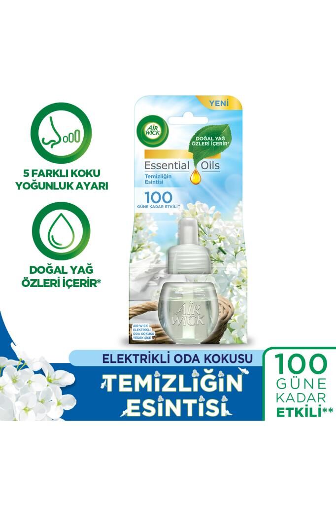 Air Wick Elektrikli Oda Kokusu Yedek Şişe Temizliğin Esintisi - Esansiyel Yağlar Içerir
