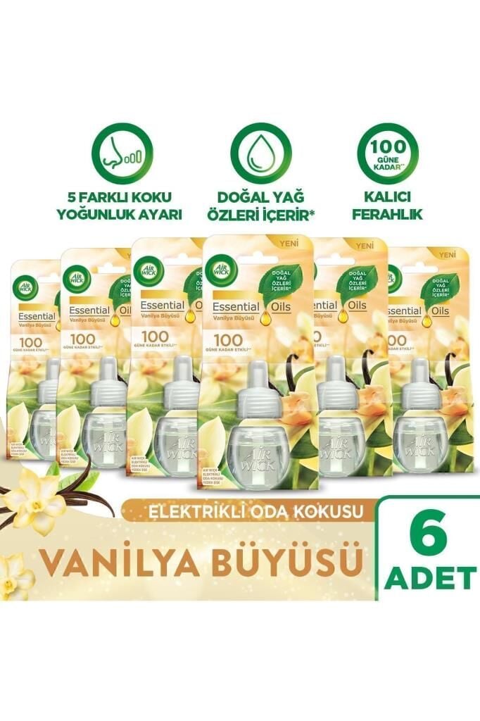 Air Wick Elektrikli Oda Kokusu Yedek Şişe Vanilya Büyüsü - Esansiyel Yağlar Içerir x 6