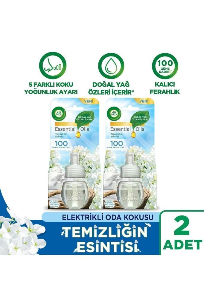Air Wick Elektrikli Oda Kokusu Yedek Şişe Temizliğin Esintisi - Esansiyel Yağlar Içerir x 2