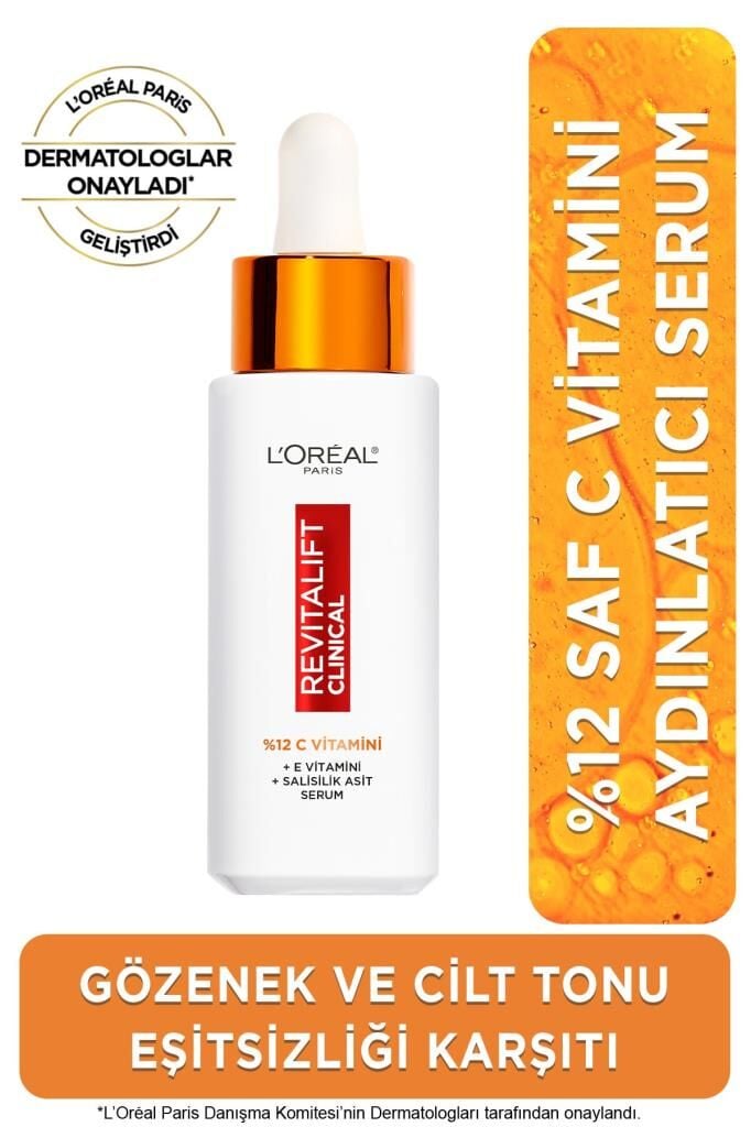 L'Oreal Paris Revitalift Clinical %12 Saf C Vitamini Aydınlatıcı, Ton Eşitleyici, Gözenek Karşıtı Serum 30 ml