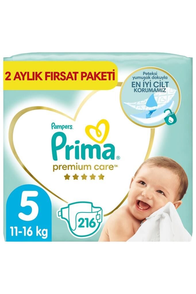 Prima Premium Care Bebek Bezi 5 Beden 216 Adet Junior 2 Aylık Fırsat Paketi