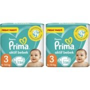 Prima Bebek Bezi Aktif Bebek 3 Beden 312 Adet 2 Aylık Fırsat Paketi