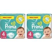 Prima Bebek Bezi Aktif Bebek 4 Beden 272 Adet 2 Aylık Fırsat Paketi