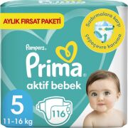 Prima Bebek Bezi Aktif Bebek 5 Beden 116 Adet Junior Aylık Fırsat