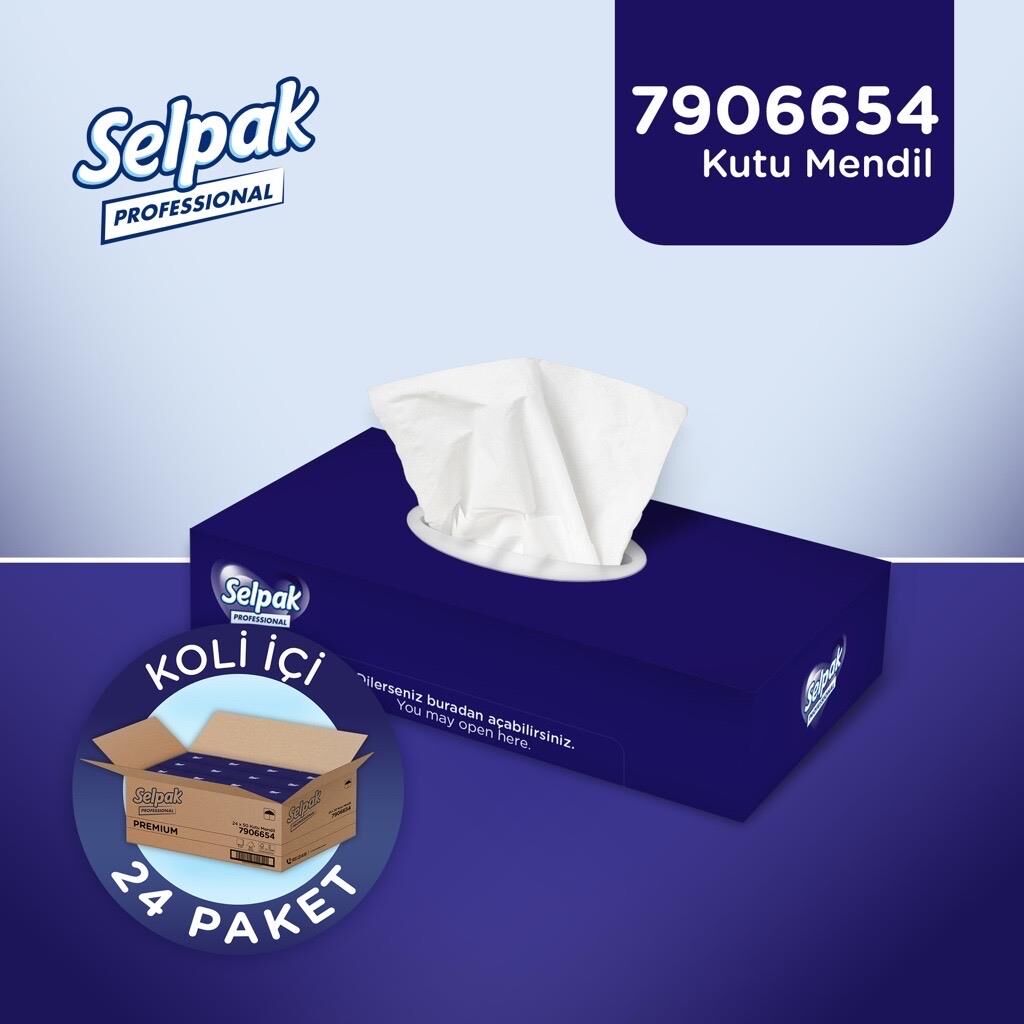 Selpak Professional Premium Kutu Mendil 18 x 21 Cm 50 Yaprak x 24 Paket