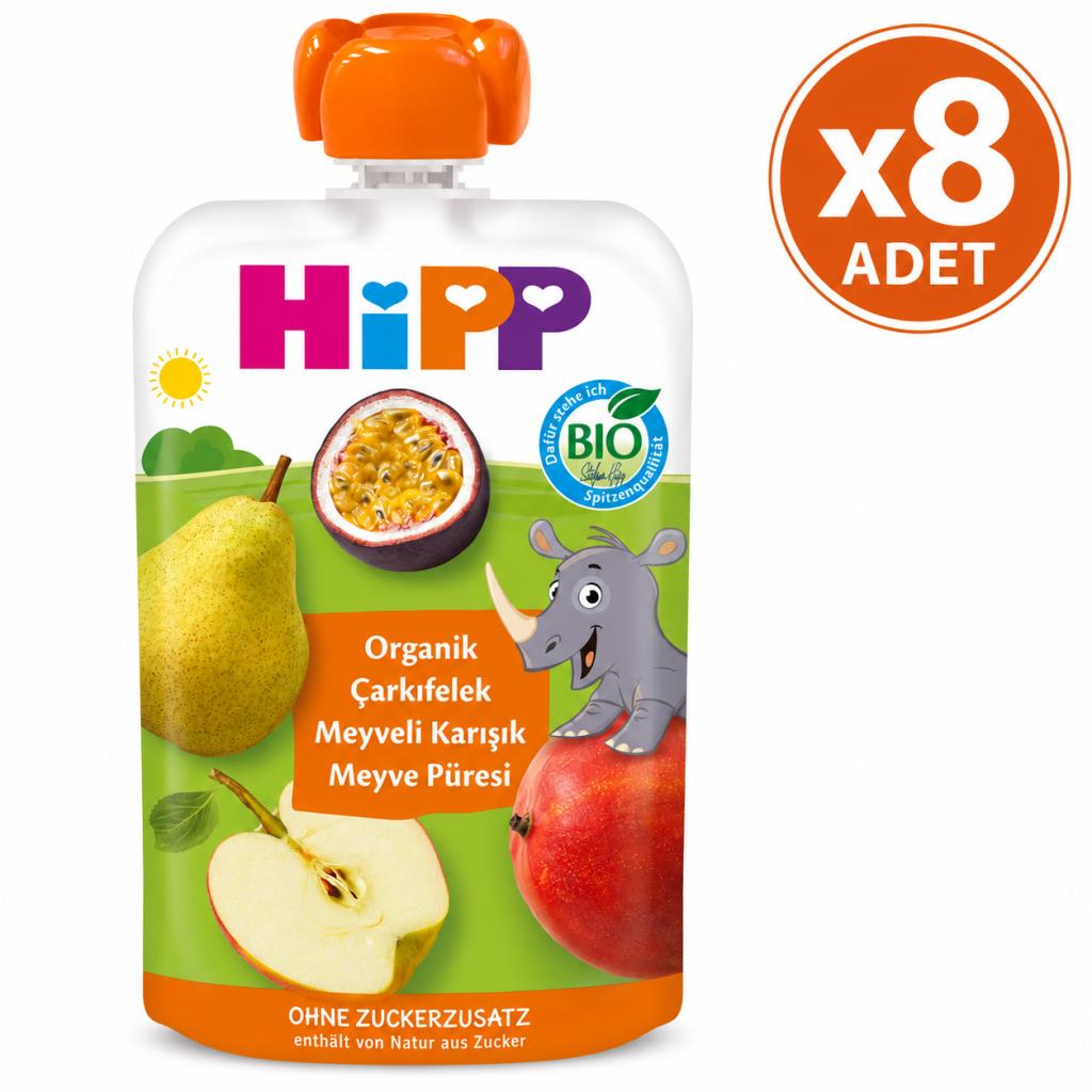 Hipp Organik Çarkıfelek Meyveli Karışık Meyve Püresi 100 G 8'li Paket