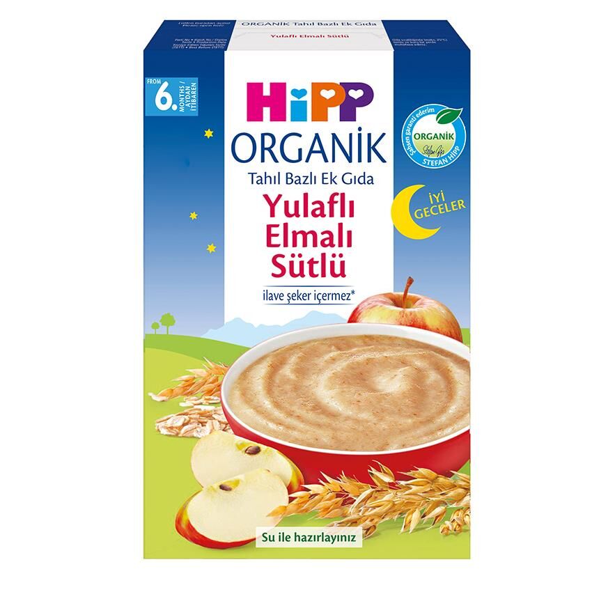 Hipp Organik İyi Geceler Sütlü Yulaflı Elmalı Tahıl Bazlı Bebek Ek Gıdası 250 G