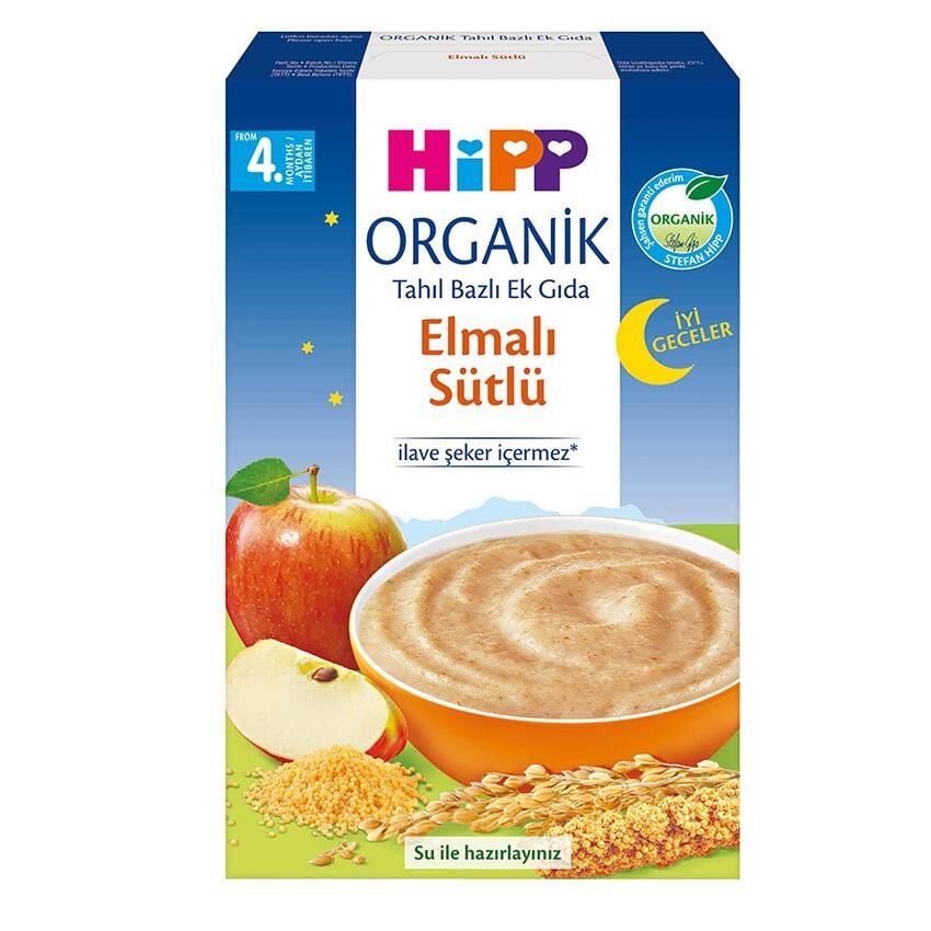Hipp Organik İyi Geceler Elmalı Sütlü Kaşık Maması Tahıl Bazlı Bebek Ek Gıdası 250 G