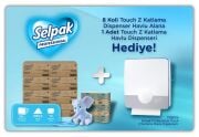 Selpak Professional Touch Z Katlama Dispenser Havlu 200 Yaprak 12'li x 8 Koli + Touch Z Katlama Havlu Dispenseri Hediyeli