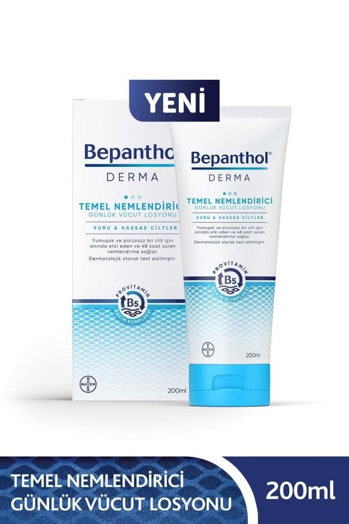 Bepanthol Derma Temel Nemlendirici Günlük Vücut Losyonu 200 ml Kuru ve Hassas Ciltler