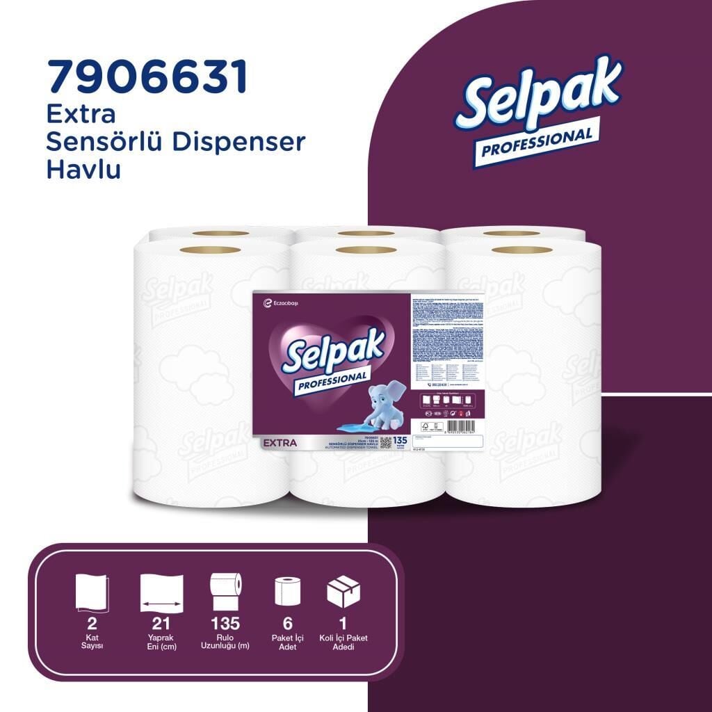 Selpak Professional Extra Sensörlü Havlu, 21 cm, 135 Metre