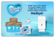 Selpak Professional Touch 2in1 Peçete & Tuvalet Kağıdı 200'lü x 3 Koli + Wave V Katlama Dispenseri Hediyeli