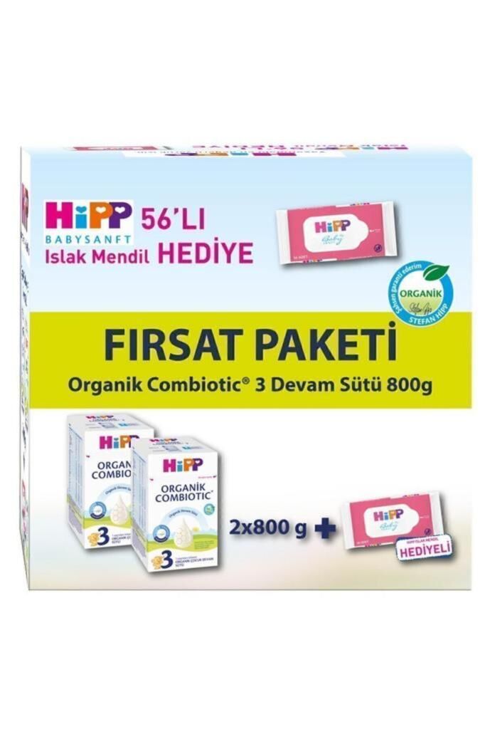 Hipp 3 Organik Devam Sütü Combiotic 800 gr x 2 Adet (Islak Mendil Hediye)