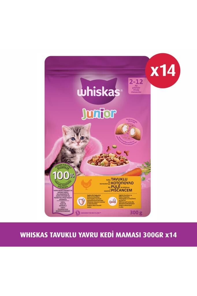 Whiskas Junior Tavuklu Yavru Kedi Maması 300 G x 14