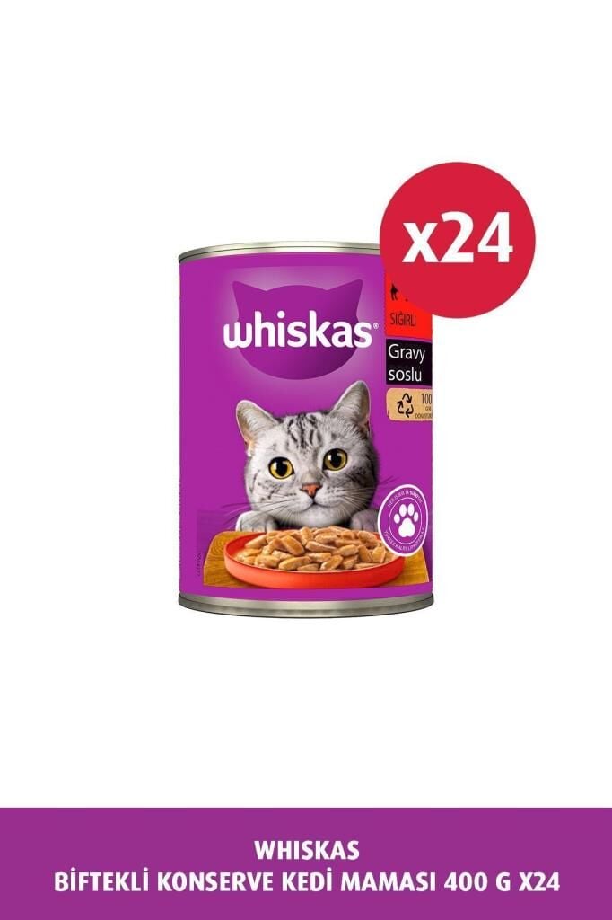 Whiskas Sığırlı Soslu Kedi Konserve 400 gr x 24