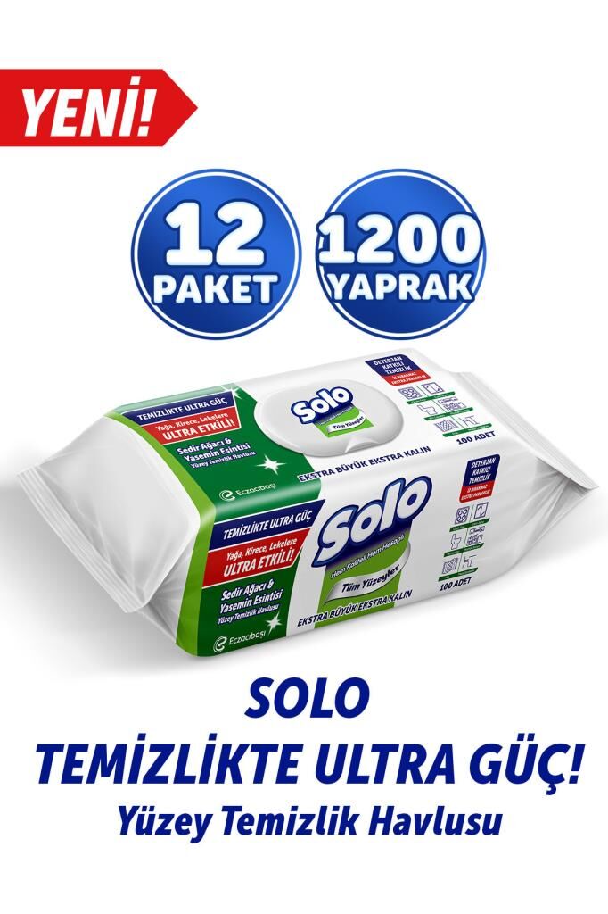 Solo Temizlikte Ultra Güç Sedir Ağacı&Yasemin Esintisi Yüzey Temizlik Havlusu 12'li 1200 Yaprak