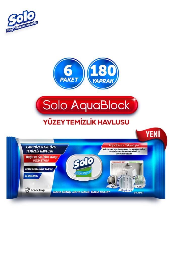 Solo Aquablock Yüzey Temizlik Havlusu 6'lı 180 Yaprak