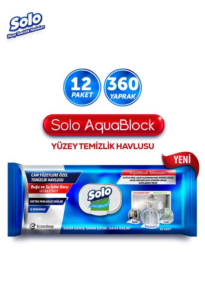 Solo Aquablock Yüzey Temizlik Havlusu 12'li 360 Yaprak