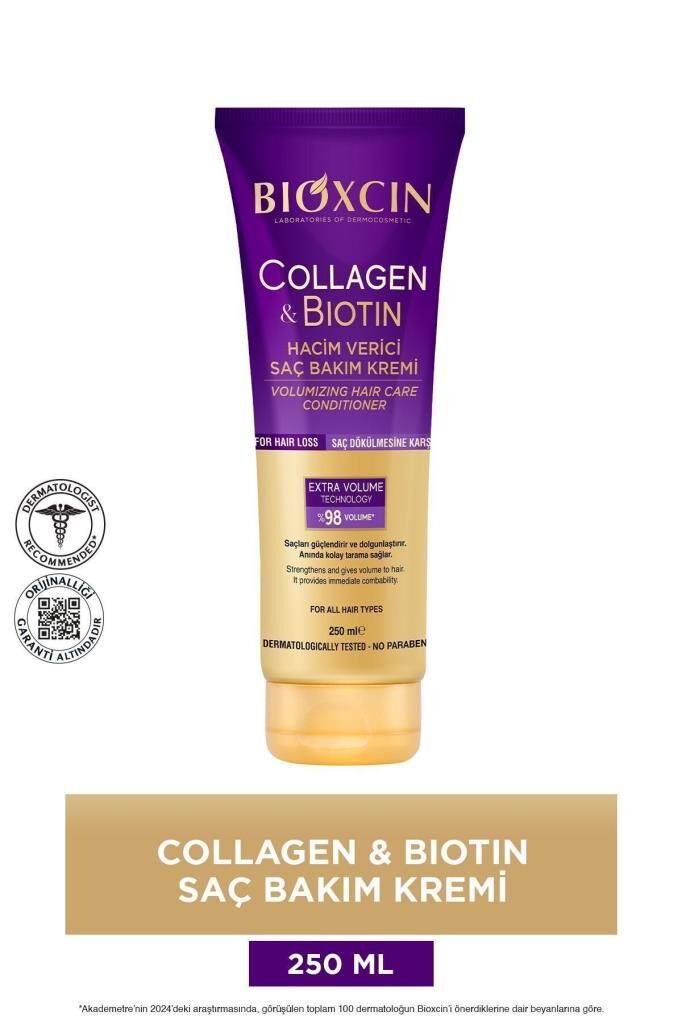 Bioxcin Collagen & Biotin Ekstra Hacim Saç Kremi 250 ml - Kolajen Biotin Ince Seyrek Saçlar