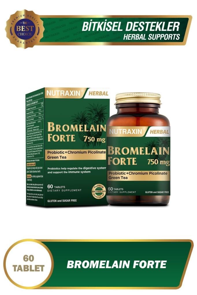 Nutraxin Bromelain Forte 750 Mg 60 Tablet - Probiyotik Chrom Yeşilçay