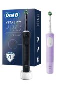 Oral-B Şarjlı/Elektrikli Diş Fırçası Vitality Pro 2'li Siyah&Lila Avantaj Paketi