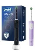 Oral-B Şarjlı/Elektrikli Diş Fırçası Vitality Pro 2'li Siyah&Lila Avantaj Paketi