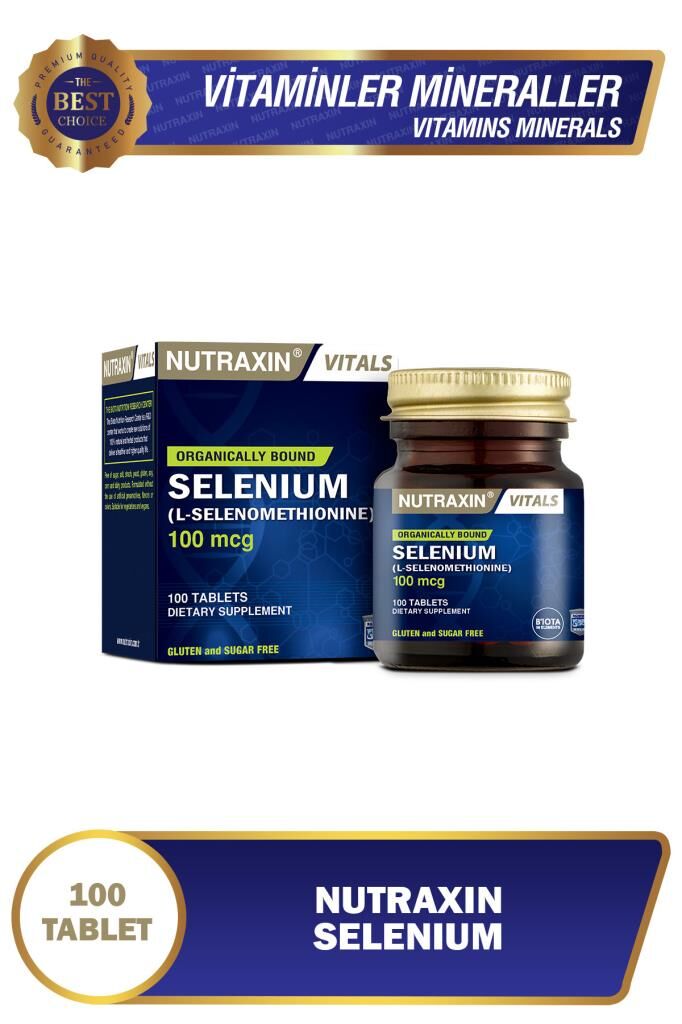 Nutraxin Selenium 100 mcg 100 Tablet | L-Selenometionin Formu | Antioksidan & Bağışıklık Desteği